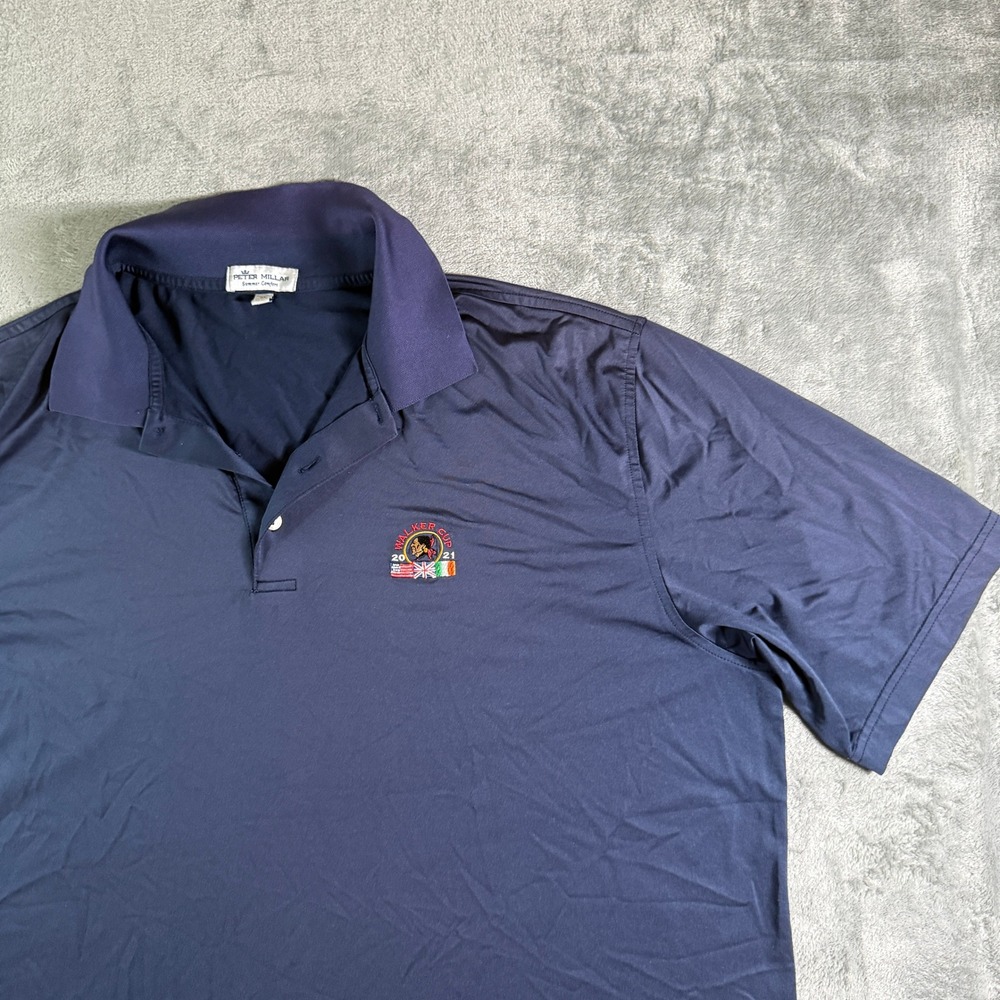 Peter Millar Summer Comfort XL Polo Shirt Golf Walker Cup 2021 Navy Blue (Read)